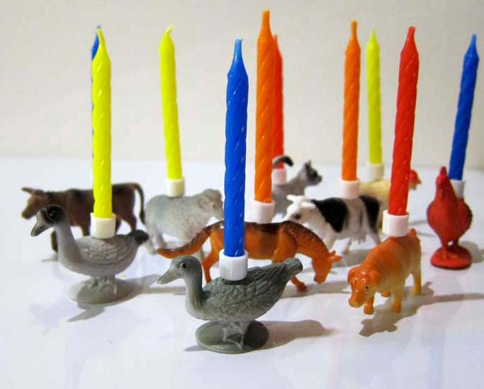 Barn Yard PARTY ANIMALS Birthday Candle Holder Set - 10
