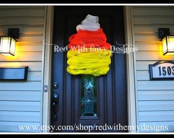 Candy Corn Wreath, Halloween Wreath, Halloween Decoration, Wreath, Candy Corn, Door Hanger