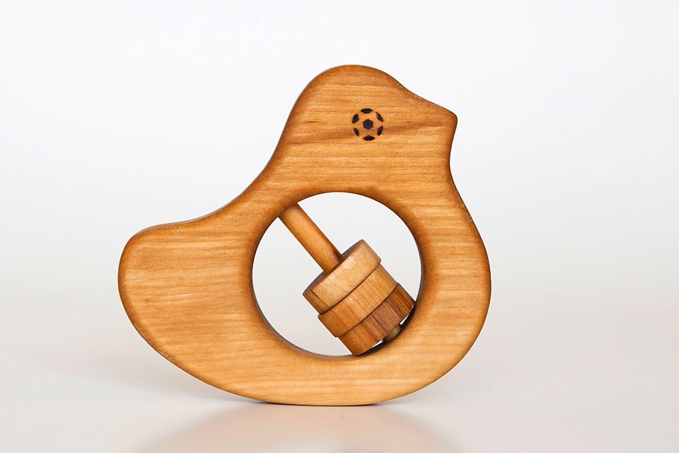 Organic wooden rattle Little Bird