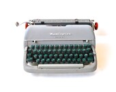Vintage Typewriter - Grey Remington Office-Riter - 1940s Art Deco
