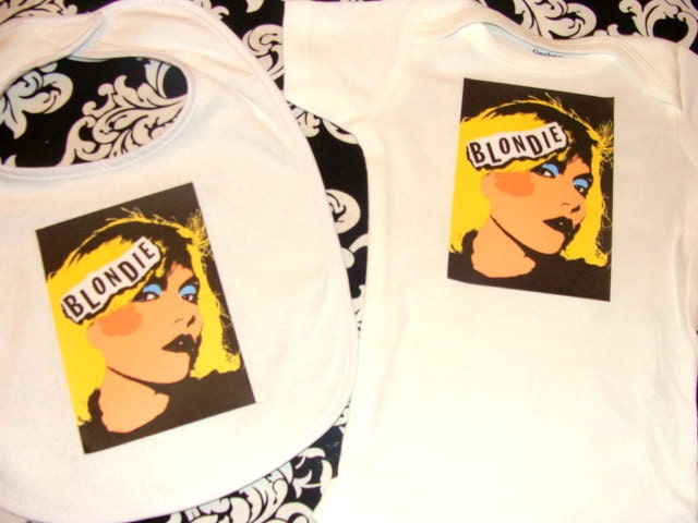 80s Blondie Onesie and Bib Set, Great Baby Shower Gift