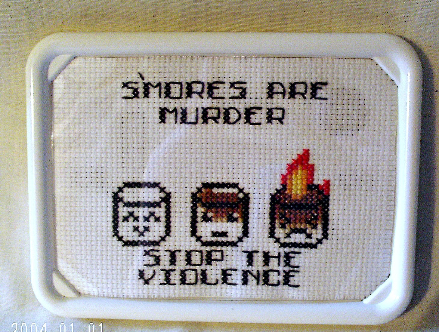 S'Mores Are Murder Framed Funny Cross Stitch Magnet