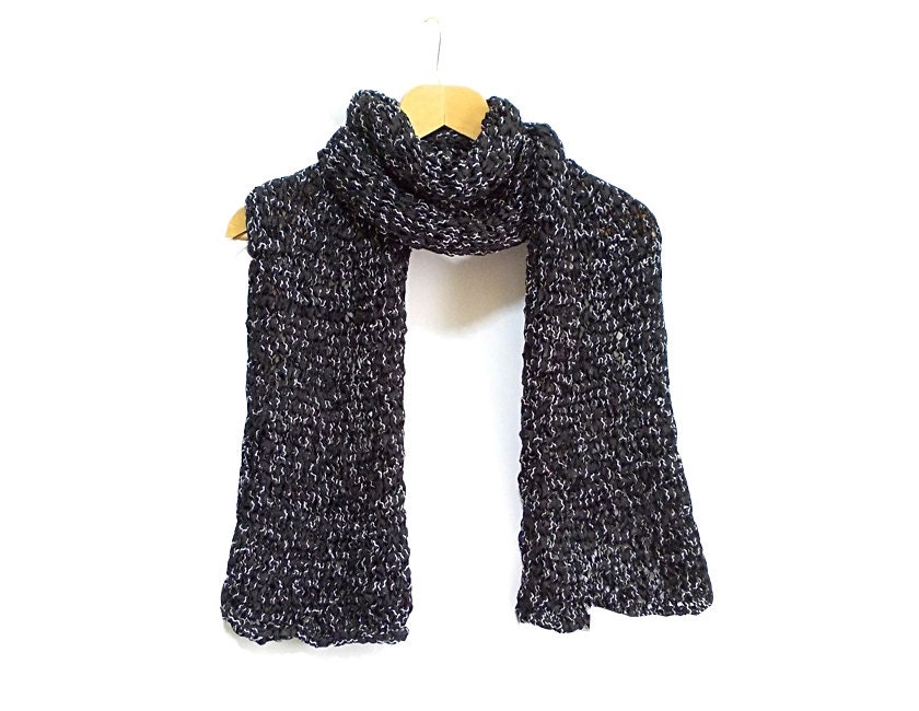 FREE SHIPPING- Knit weft- Knitting Scarf- Black knitting scarf- Wrap- Black Accessories- Black weft- Long Scarf