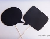 Set of 2 Large CHALKBOARD Speech Bubbles on a Stick -- 2 SIDED Chalkboards, Photo Booth Props for Wedding Photos Il_170x135