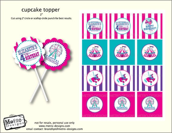 Circus Party - Favor Tags & Toppers Il_570xn