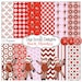 Sock Monkey Clip Art w Digital  Scrapbook Paper in Red, Pink, Brown for Invites, Cards, Scrapbooking, Crafts, Instant Download