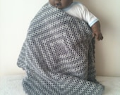 31" x 31" Geometric Crochet Baby Blanket, Afghan,stroller / travel  size in grey