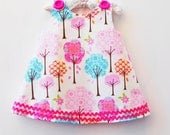 12M and 2T - Sweet Little Things - Baby Dress - Pink - Toddler Outfits - Kids Fashion - Natural Dress - Trees - KK Children Designs