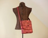 Mid Century Modern Satchel - Red Upholstery Bag Purse Small Tote