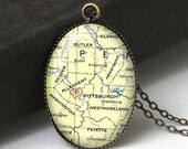 Pittsburgh Map Jewelry, Pittsburgh Pendant Necklace, Pennsylvania Necklace, Pennsylvania Map Necklace, Travel Necklace, US Map N486