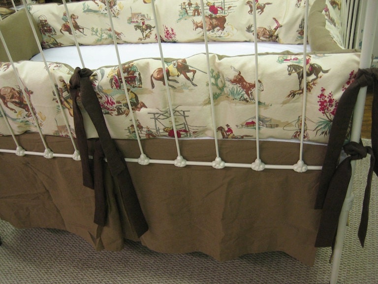 Cowboy/Brown Linen Baby Bedding