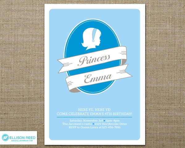 Fairy Tale Princess Invitation - Cinderella - Princess Birthday - Princess Printable - Blue - Girl Birthday Party - Royal Birthday - Castle Il_570xn