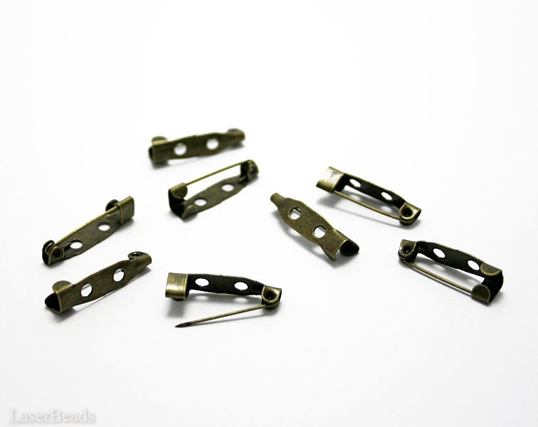 Bronze Brooch Pins Backs 20mm 3/4" (20) Antiqued Brass