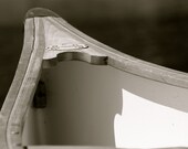 Black and White Canoe, Canoe Photograph, Wooden Boat, 5x7 Black and White Photograph, FPOE, POE