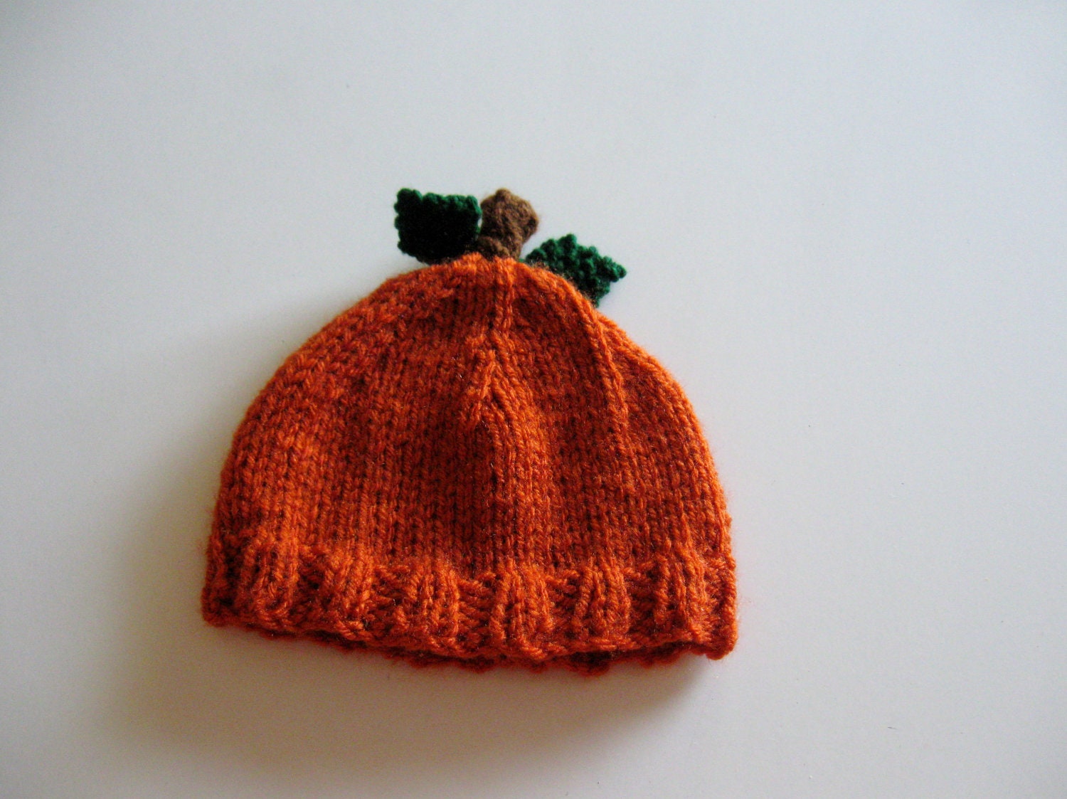 Knitted Fall Pumpkin Hat/Photo Prop (Size 0-6 Months)