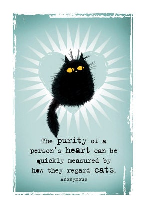 Purity Of Heart black cat greetings card - MADOLDCATLADY