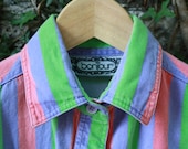 90s Neon Stripe Shirt Purple Green Pink