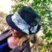 Lacy Brown Fedora Hat with Wide Lace Trim and Vintage Brooch Women's Fancy Hat