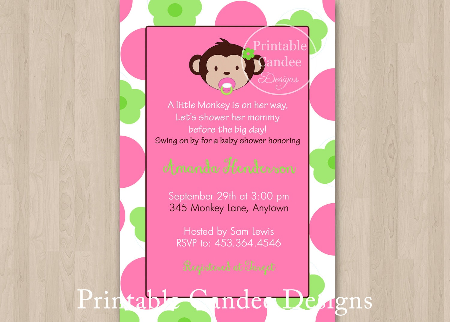 free printable monkey girl baby shower invitations