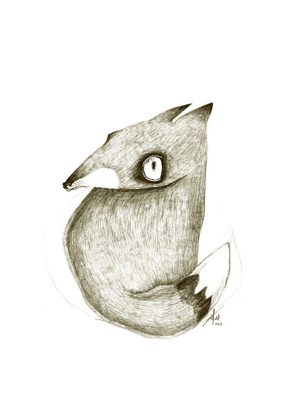 Fox Halloween Print A5 Sepia