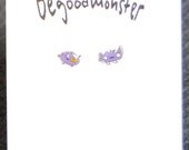 Lavender Monster Earrings  - Posts -  Shrinky Dink - Shrink Plastic