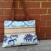 Blue and Purple Floral Handbag with Jute Webbing