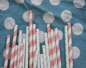 Gender Reveal Paper Straws, Pack of 50, in Light Pink and Baby Blue Dots Il_170x135