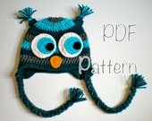 PATTERN:  Striped Owl Hat, size newborn to adult, baby hat kid hat animal hat, Easy Crochet PDF, InStanT DowNLoaD, Permission to Sell