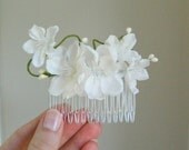 White Sakura Comb - Bridal Flower Hair Accessory - Bride Bridesmaid Flowergirl - Woodland Wedding