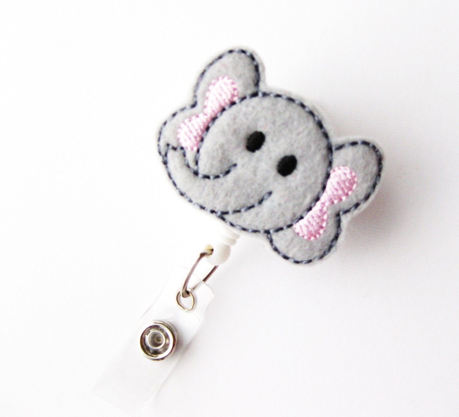 Baby Elephant - Name Badge Holders - Cute Badge Reels - Unique Retractable ID Badge Holder - Felt Badge Reel - RN Badge - BadgeBlooms