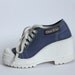 Blue denim wedge platform sneakers