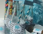 Boy Elephant Baby Shower Decorations Chevron Printable DIY Party Package
