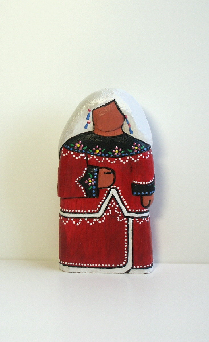 Grandmother Native American cradle doll baby gift red Ooak