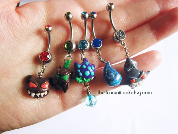 Belly button RIngs League of Legends- polymer clay, hand painted ,sight ward,vision ward Limited Edition