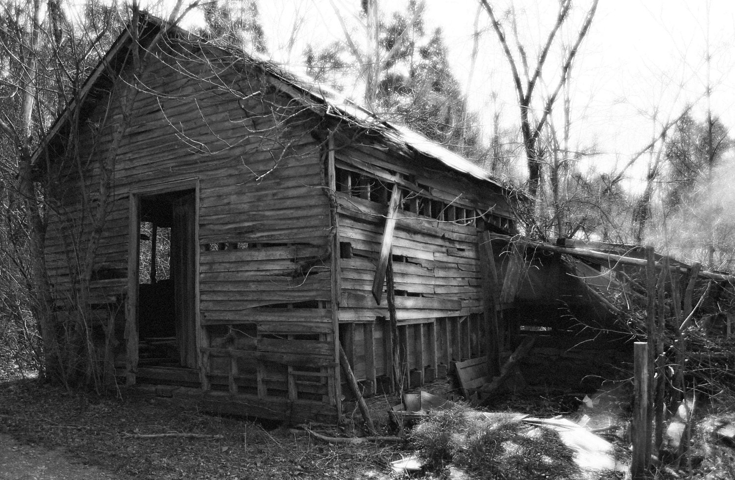 Surreal Black and White Fine Art Photography, Barn B&W 8x10