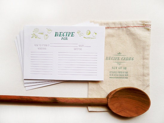 Letterpress Recipe Cards - Set of 12