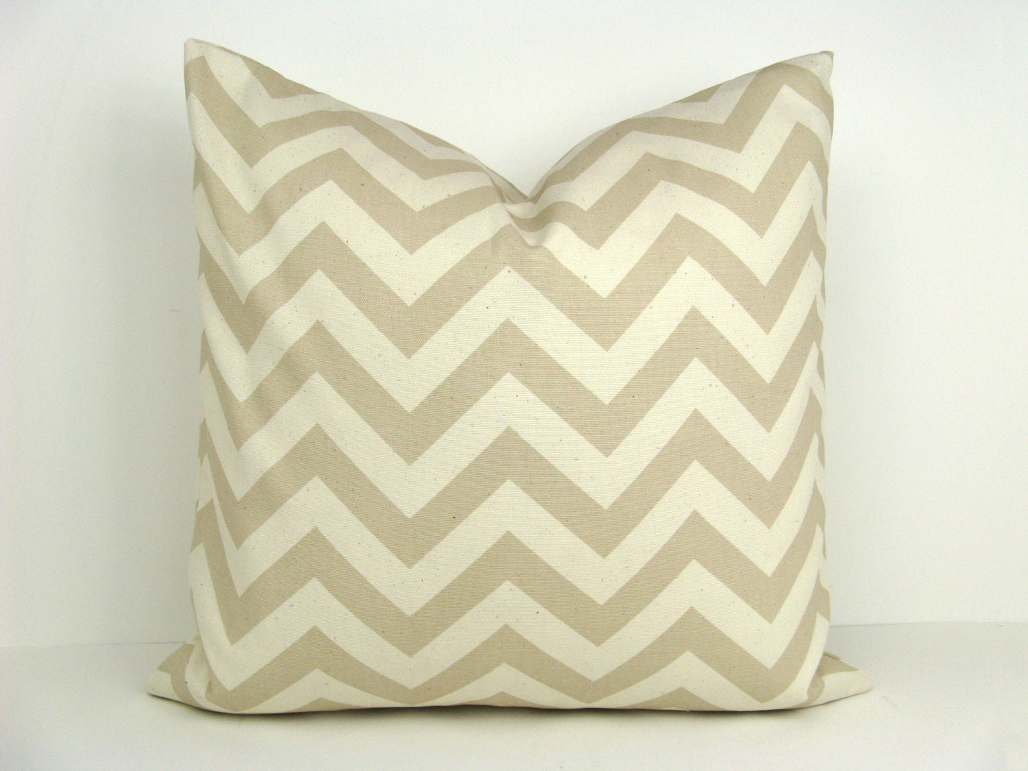 Decorative Pillow  Cream .Chevron Pillow.ZigZag Pillow. ONE 16x16 Pillow cover.Home Decor.Printed Fabric front and back