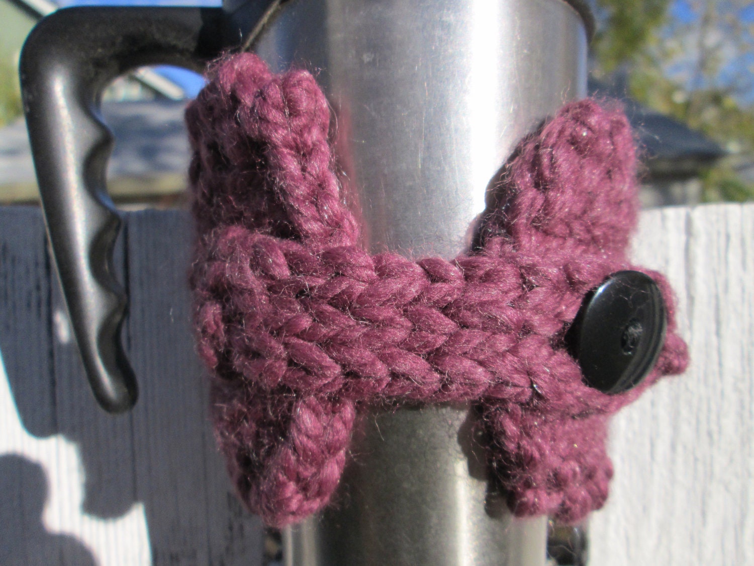 Fig Pink Coffee Tea Cocoa Cup Cozy with Black Button