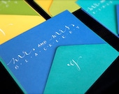 Modern Handwritten Calligraphy Mr. and Mrs. Flat Cards. Set of Four. Made to Order. 4" x 5.5"