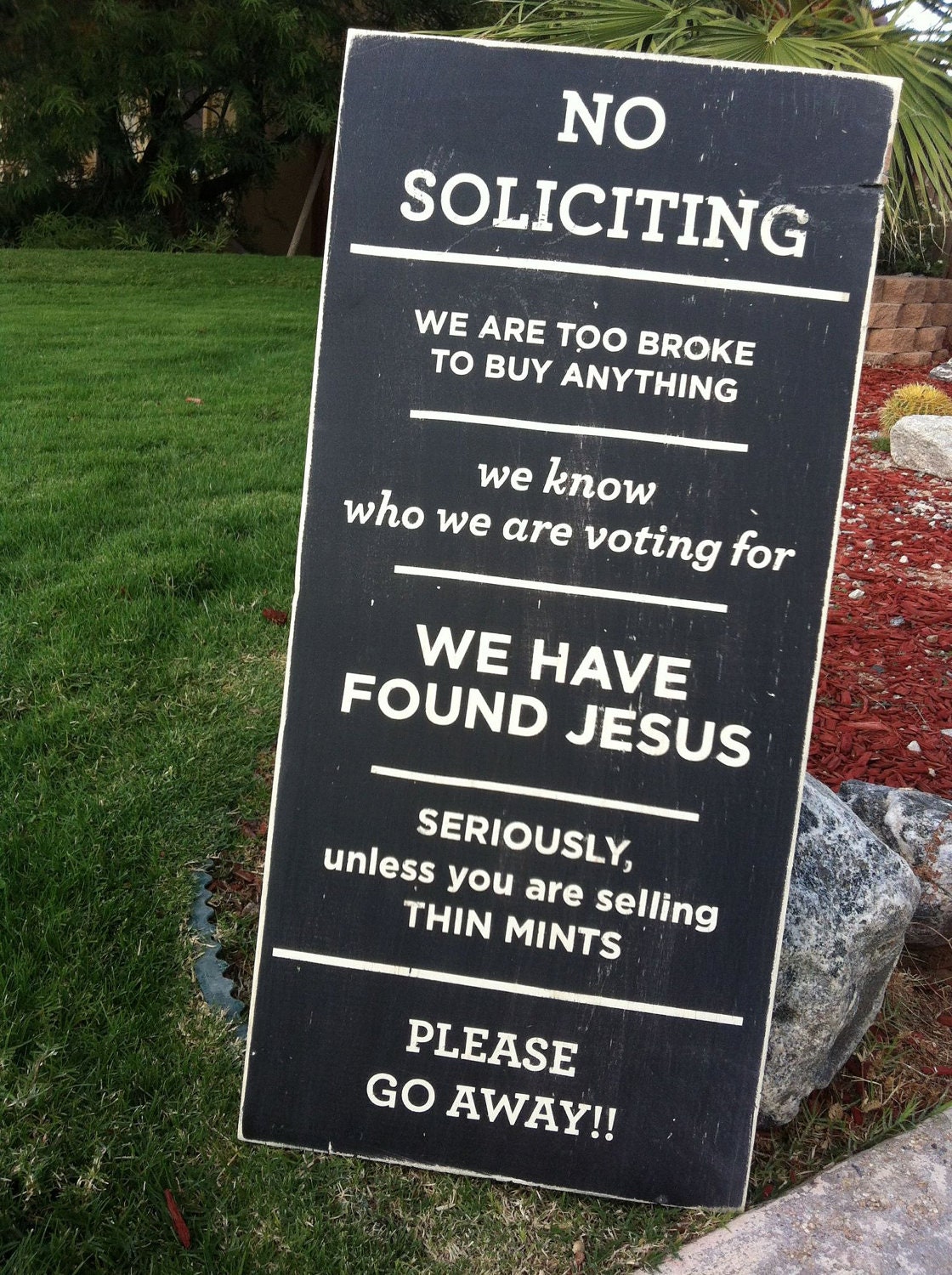 12 x 24 NO SOLICITING hand painted sign