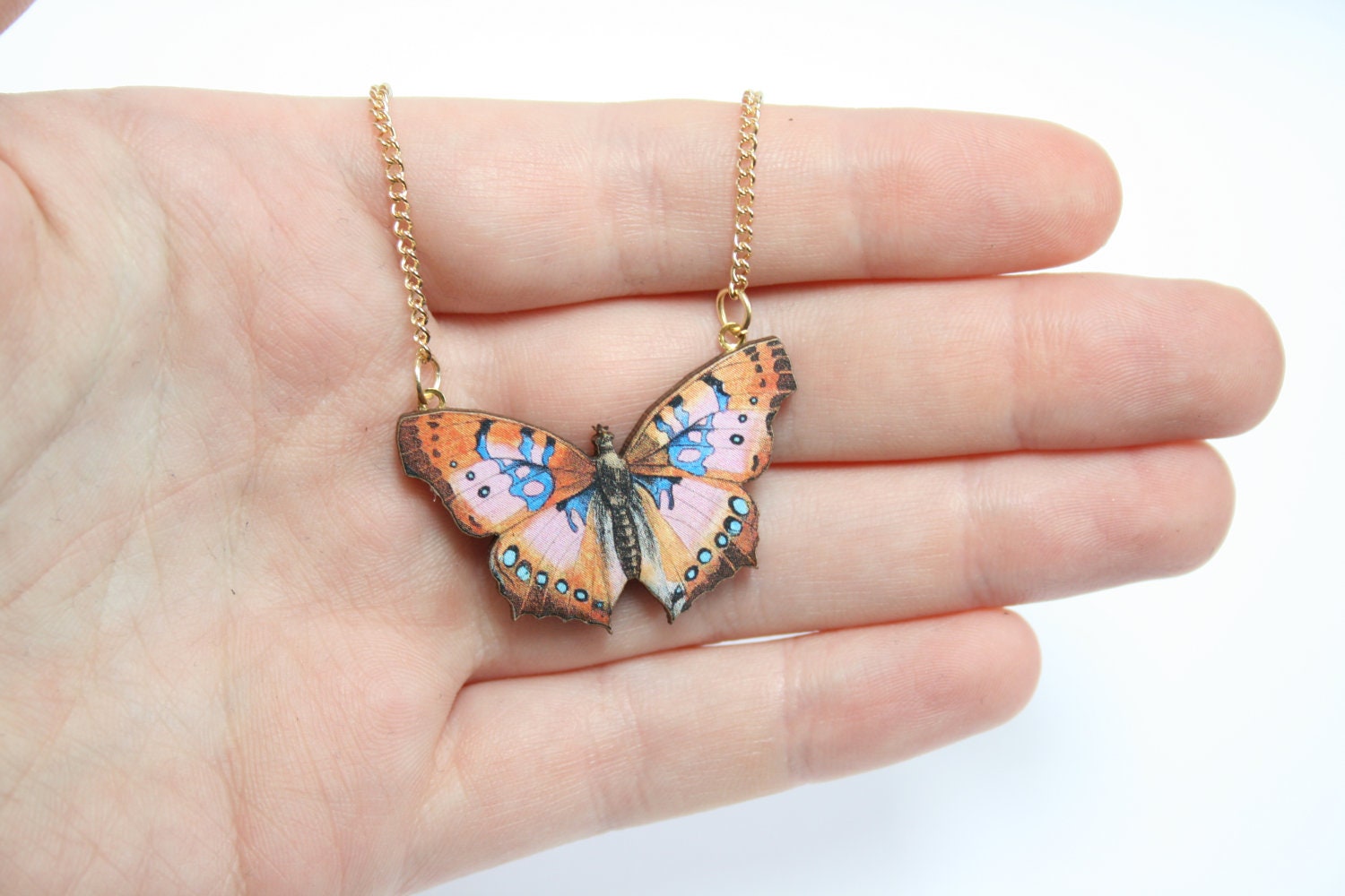 Miniature Wooden Butterfly Necklace