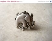 Elephant Ring, Grey Jewelry Adjustable Antique Silver Filigree Ring with Silver Elephant, Statement Ring, Adjustable Ring.