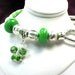 Green Gemstone Bracelet Green Butterfly Charm Bracelet Green Gemstone and White Leather Ch Green Crystal Butterfly Charm