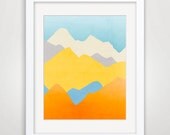Mountains Art Print, Abstract Landscape, Minimalist Poster, Colorful Wall Art