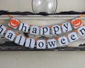 Halloween Banner Decoration - Happy Halloween - Black and Orange - Photo Prop or Decoration