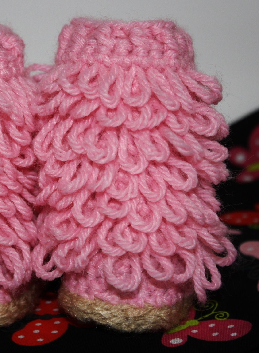 Pink Furry-licious Girly Boots - Handmade Crochet Baby Girl Boots