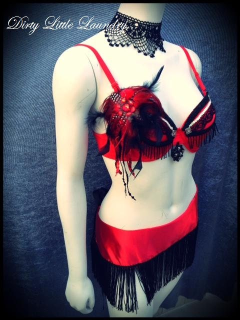 Sassy Red Burlesque Bra Top
