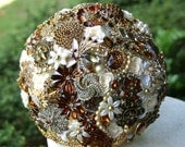 Brooch Wedding Gold Amber Bouquet. Deposit on a made to order Heirloom bouquet.