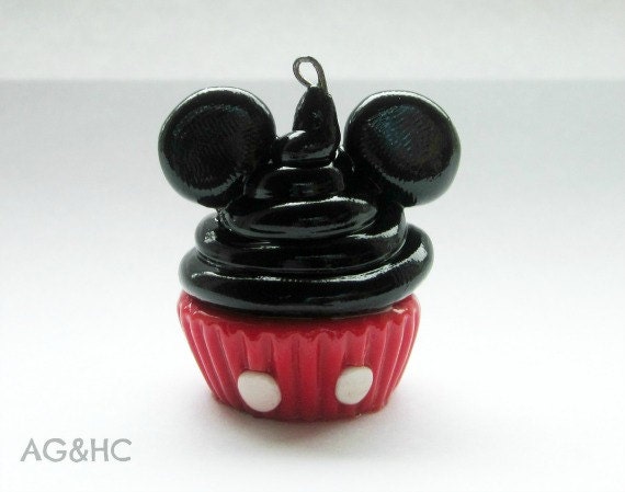 Mickey Mouse Cupcake Clay Charm - Handcrafted Polymer Clay Charm - Disney Inspired Jewelry - Character Cupcake