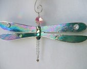 Dazzling Dragonfly Suncatcher Ornament In Iridescent Green-Teal